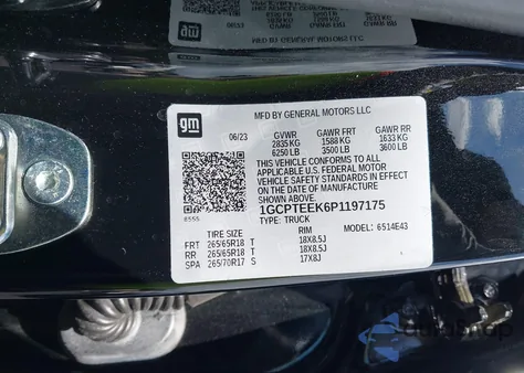 2023 Chevrolet Colorado 4Wd Short Box Trail Boss z USA, uszkodzony, nr VIN 1GCPTEEK6P1197175